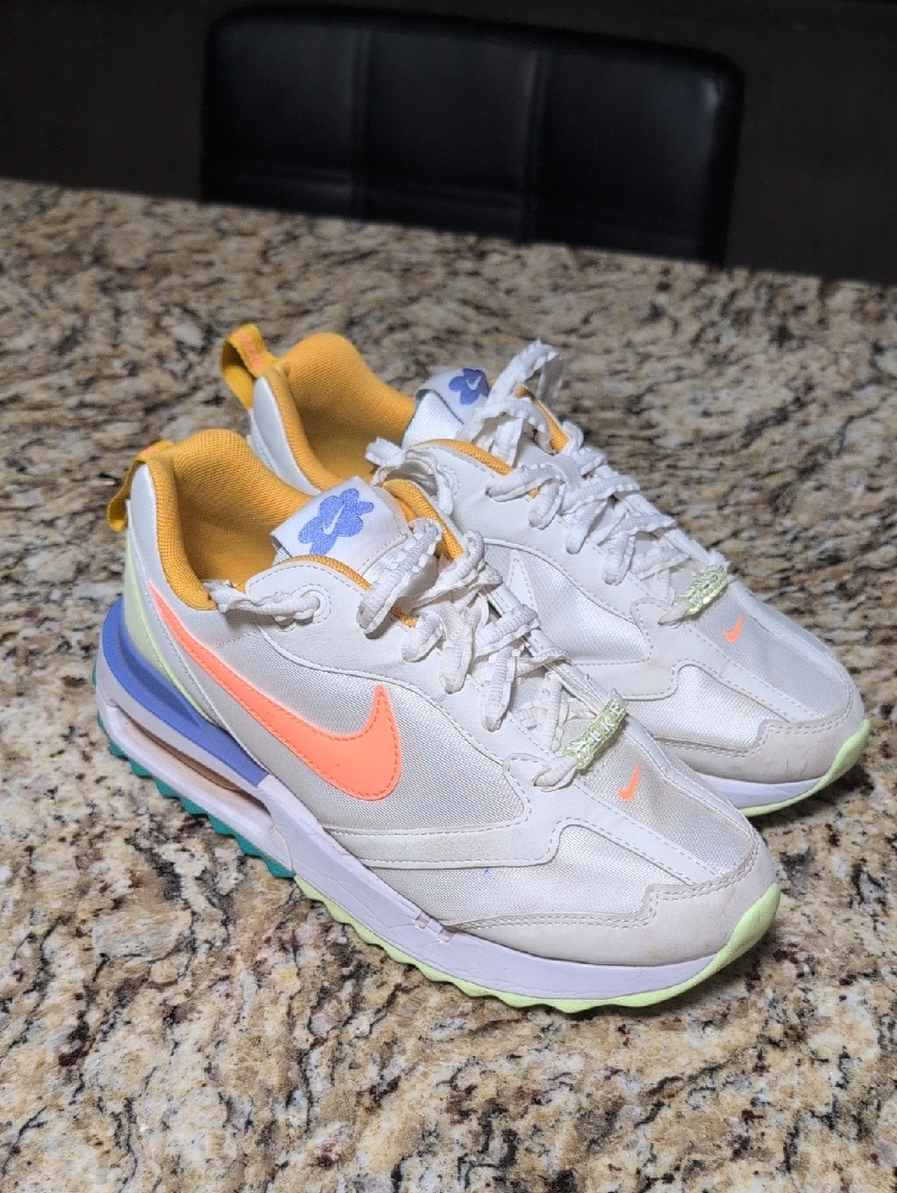 Nike Air Max Dawn Sneakers with Neon Coral Swoosh & Pastel Accents